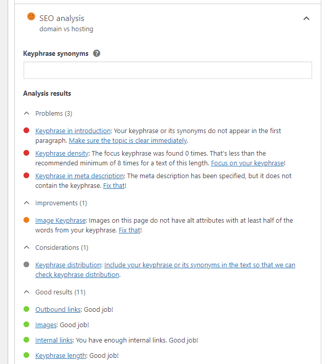 yoast seo analysis