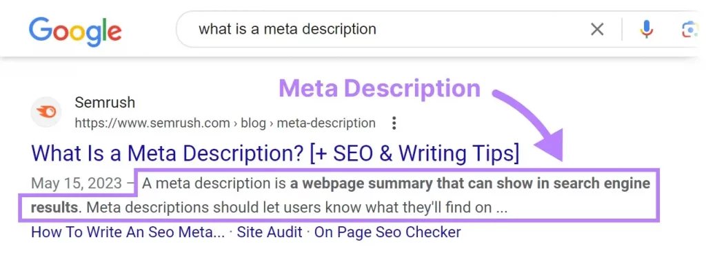 meta descriptions