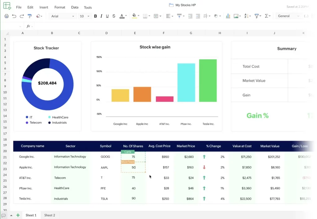 zoho sheets