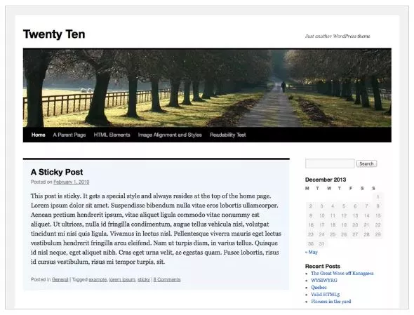Free WordPress Themes for 2019 - Twenty Ten