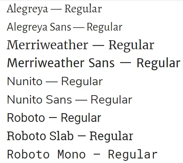 Google Fonts Superfamilies