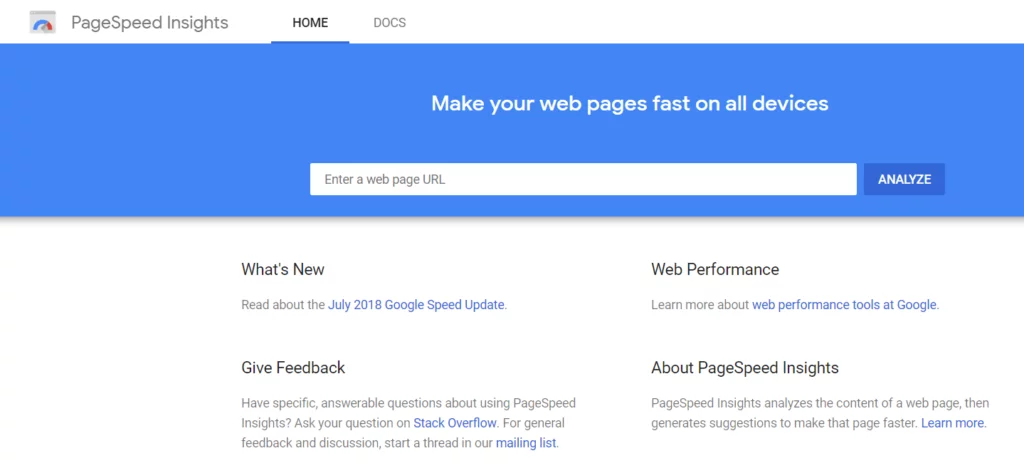 PageSpeed Insights Website Speed Test