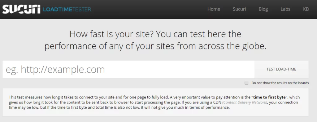 Sucuri-Load-Time-Tester Website Speed Test