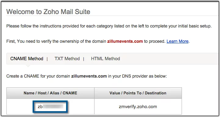 zohomail-cname Create A Free Professional Email Address