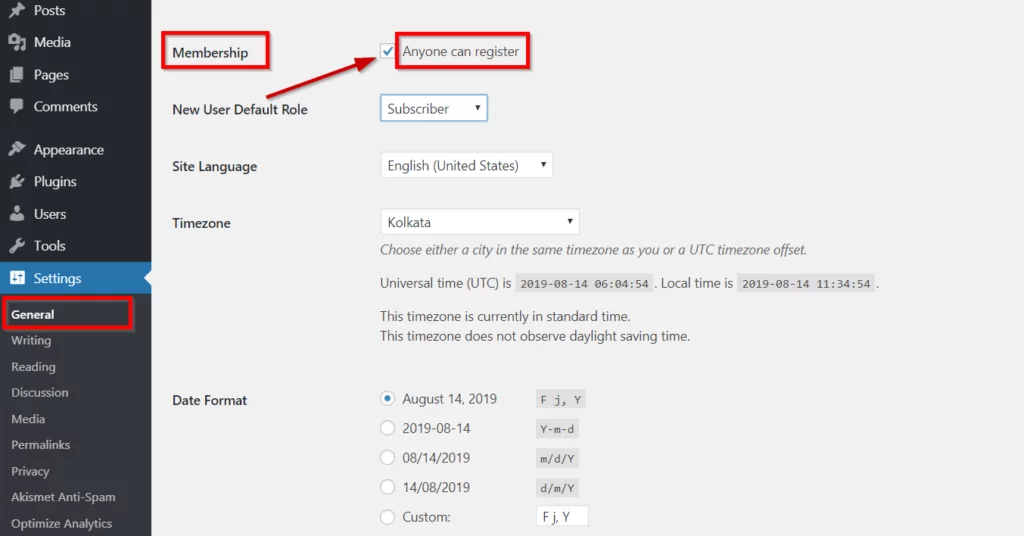 membership-option How to Enable User Registration