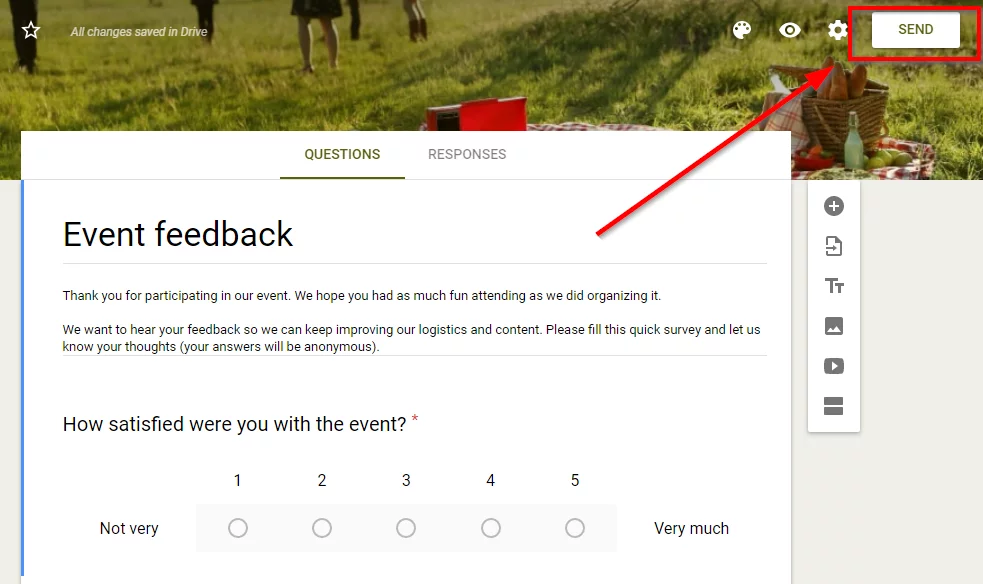 Send button Embed Google Form In WordPress