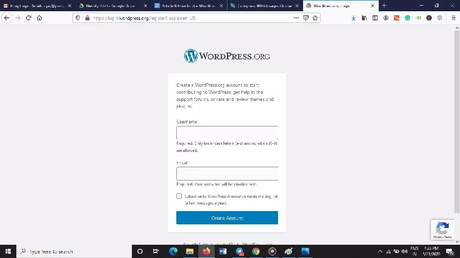 WordPress Registration 