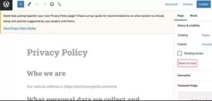 privacy policy in website footer