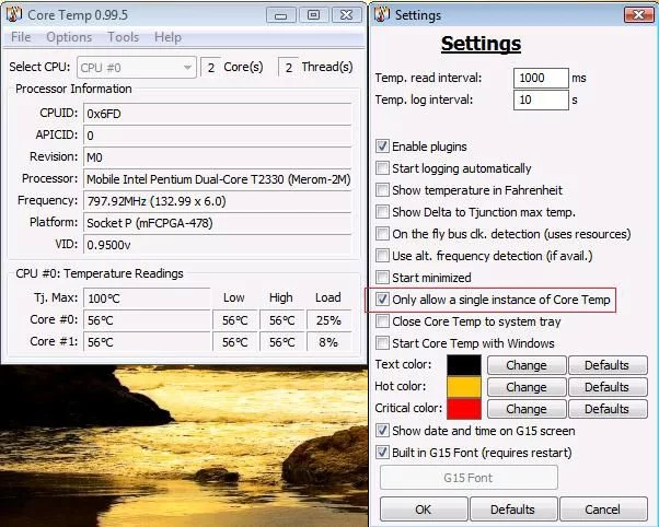 core temp dashboard