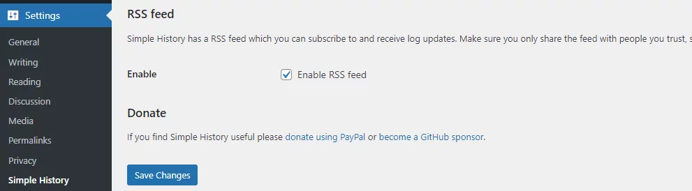 Enable RSS feed