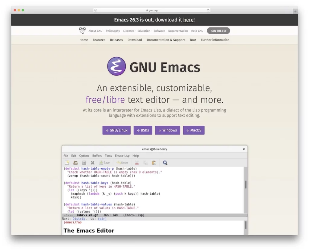 emacs code editor