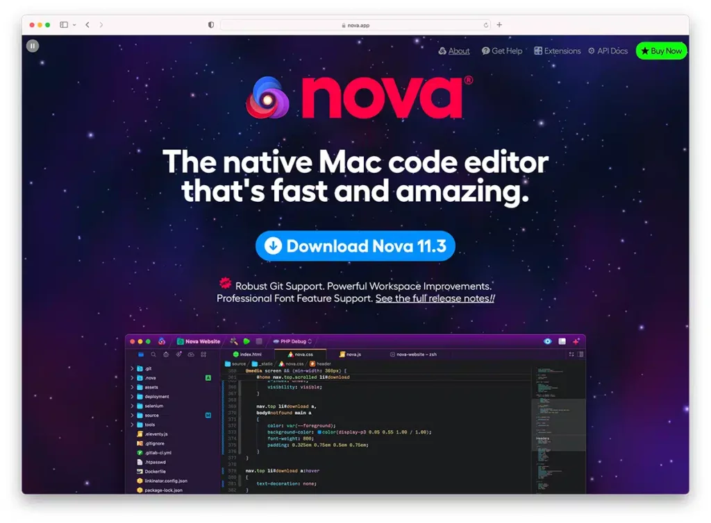 nova code editor