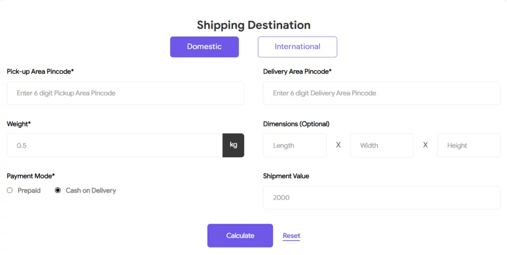 shipping cost calculator