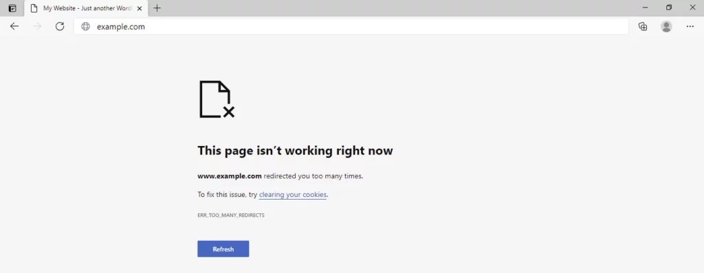 ERR_TOO_MANY_REDIRECTS Microsoft Edge