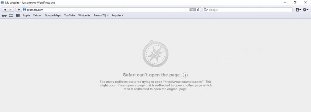 ERR_TOO_MANY_REDIRECTS  Safari