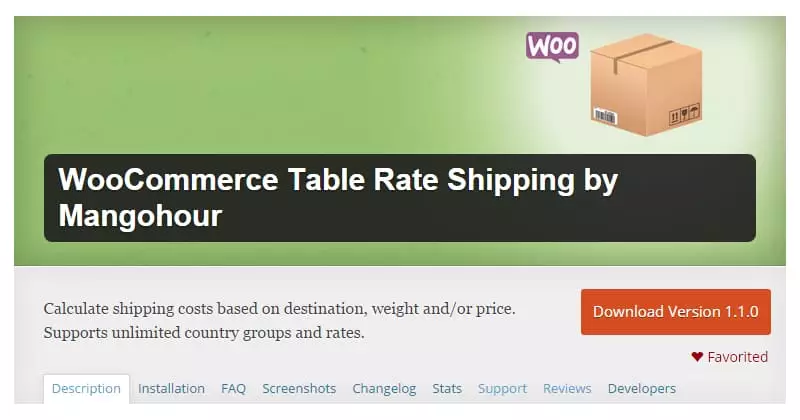 table rate shipping