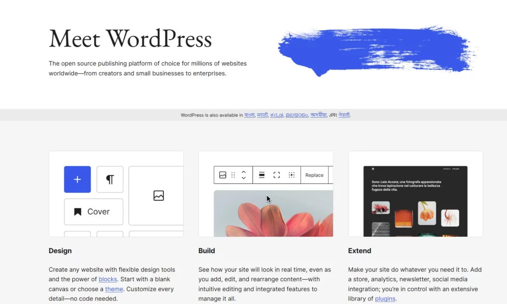 wordpress homepage