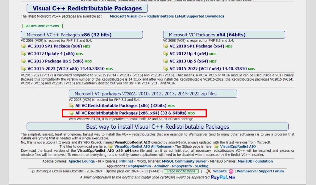 VC Redistributable Packages