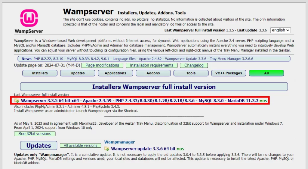 Installing the WAMP Server