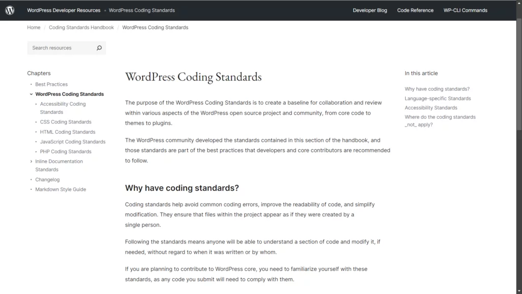 WordPress Coding Standard's Style Guide