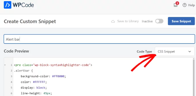 wpcode alert bar